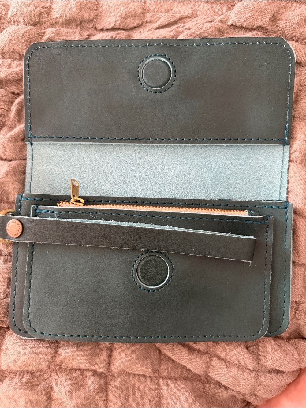 Portland Leather Women's Teal Leather Wallet - Picture 2 of 4